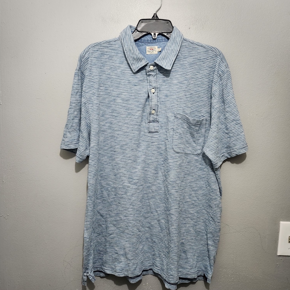 Faherty Light Blue Polo Shirt Size XL